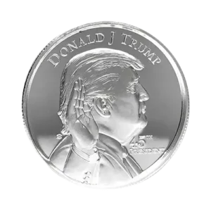 Commemorative coin with a profile of a saluting man and inscribed text.